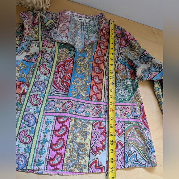 BODEN Romantic Top Women Colorful Blouse Size 2 Silk And Viscose Fabric Loose - Picture 15 of 15